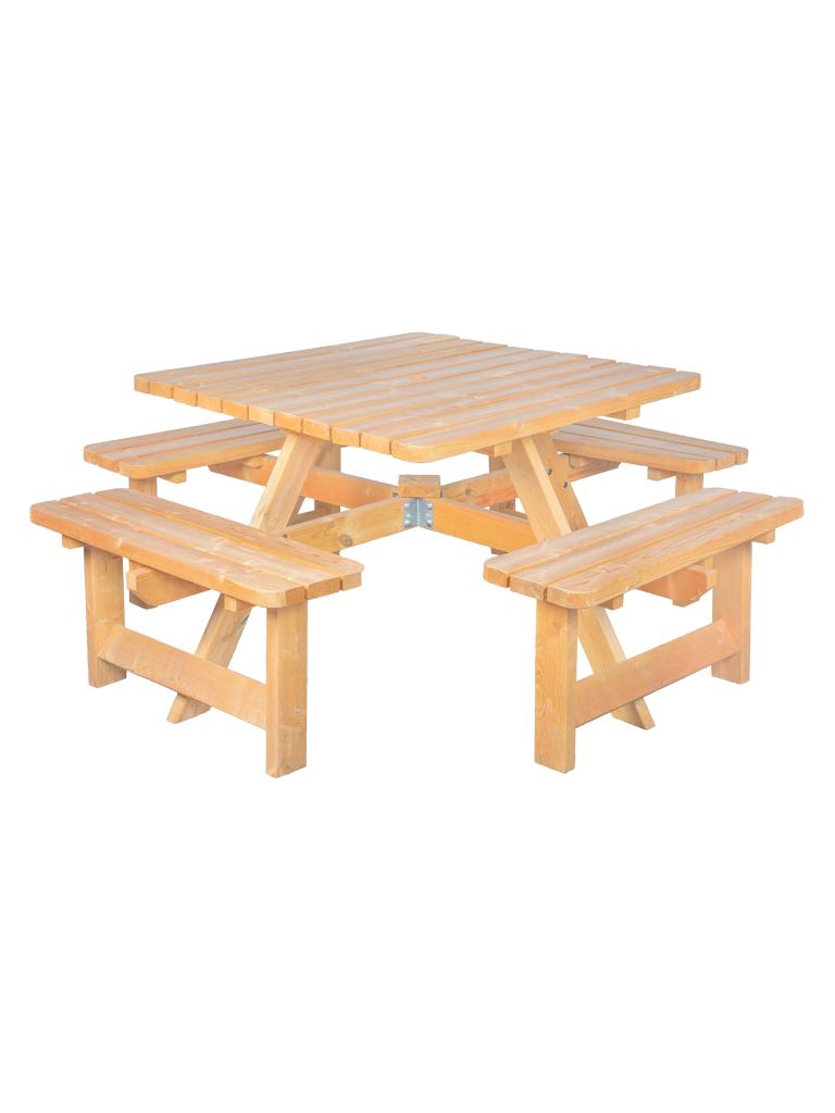 Table de pique-nique - Qualité lourde - Carrée - 220 x 220 CM - Bois - G-Line