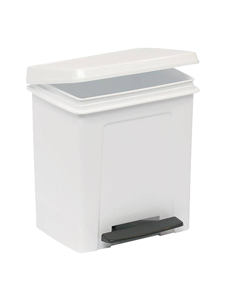 Poubelle à pédale - H 28,5 x 25,5 x 22 CM - 0,936 KG - Blanc - 8 Litres - Denox - 600075