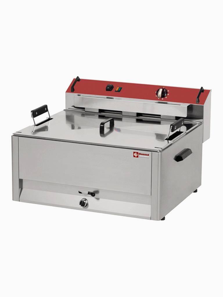 Friteuse - 30 Litres - Robinet de vidange - H 37 x 65 x 67 CM - 400V - Diamant - F30E/D