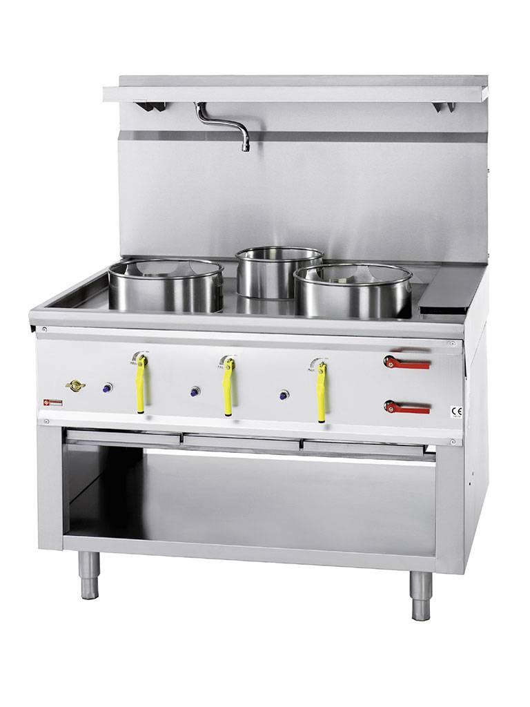 Réchaud gaz Wok - 3 feux - Rideau d'eau - Diamant - CHINE/3L