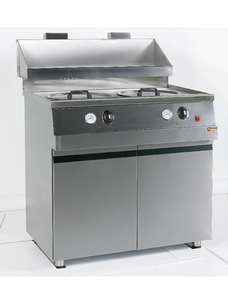 Friteuse à gaz - 2 x 13 Litre - Ronde - Robinet de vidange - Base - Diamant - MIKA/2-MC