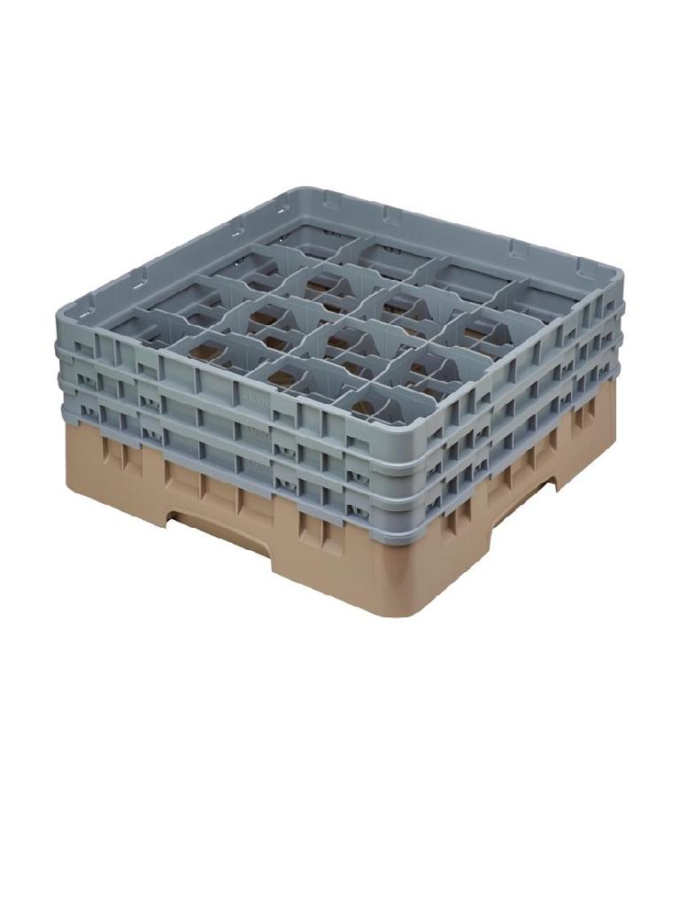 Panier lave-vaisselle - 16 compartiments - Beige - H 22,5 x 50 x 50 CM - Polypropylène - Cambro - DE783