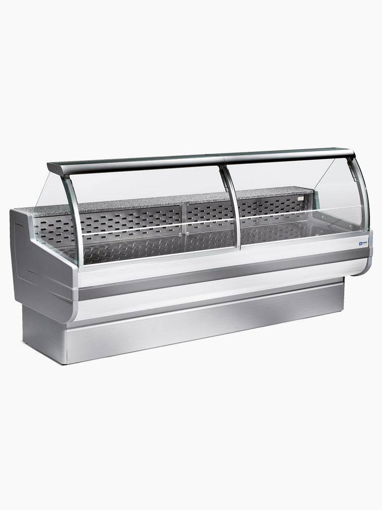Comptoir réfrigéré Cordoba - 200 CM - Vitrine galbée - 380W - 230V - Blanc - Diamant - CR200/A1-R2