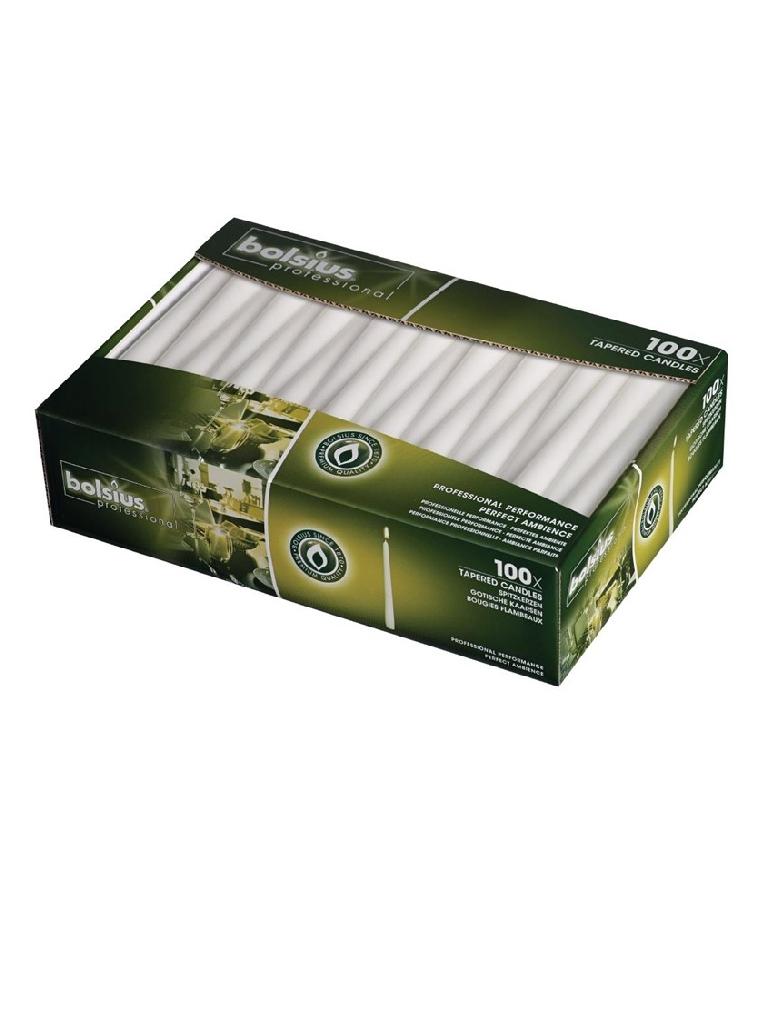 Bougies de table - 100 pièces - Blanc - 25,4 CM - Cire - Bolsius - P960