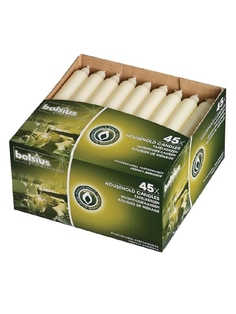 Bougies de table - 45 pièces - Ivoire - H 17,7 CM - Cire - Bolsius - P999
