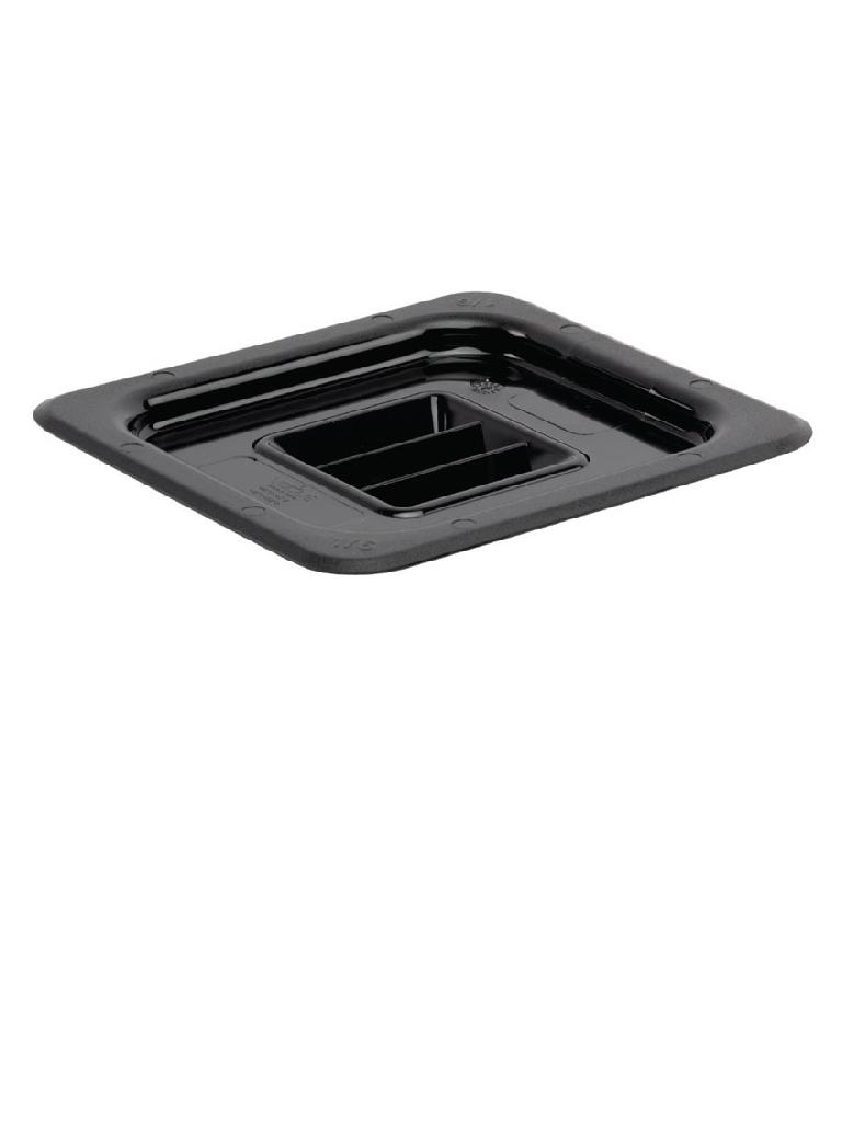 Couvercle bac gastronorme - GN 1/6 - Noir - H 2,5 x 17,6 x 16,2 CM - Polycarbonate - Vogue - U478