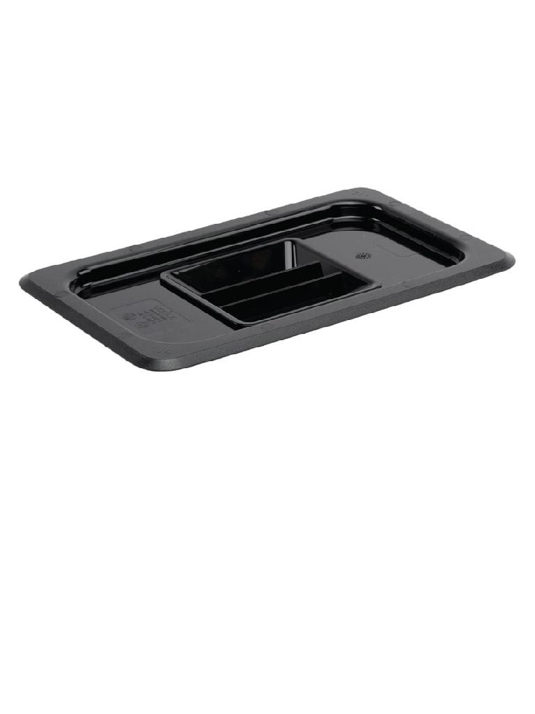 Couvercle bac gastronorme - 1/4 GN - Noir - H 2,5 x 26,5 x 16,2 CM - Polycarbonate - Vogue - U477