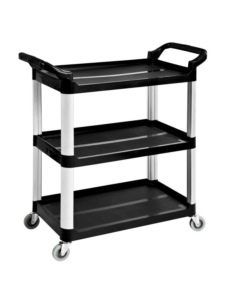 Chariot de service - 3 niveaux - Aluminium - H 96 x 102 x 50 CM - Noir - G-Line