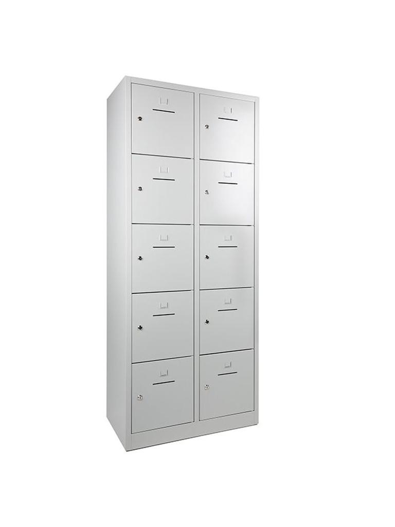 Armoire Vestiaire - 10 Portes - H 190 x 80 x 45 CM - Gris - Serrure Cylindre - WRC