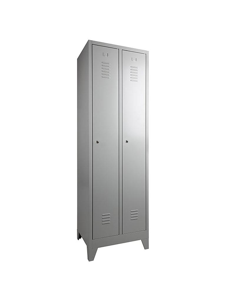 Armoire Vestiaire - 2 portes - H 190 x 60 x 50 CM - Gris - Serrure à cylindre - WRC