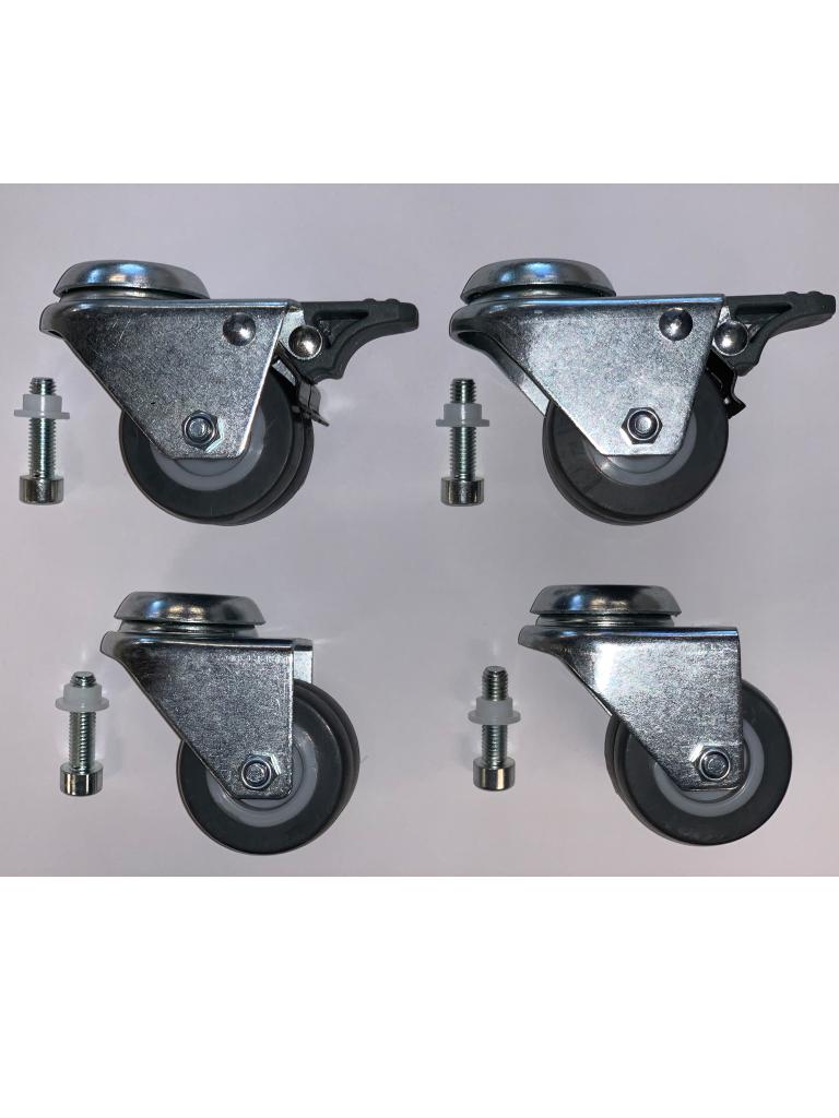 Roulette pivotante - M8 - 5 CM - Set 4 pièces (2 avec frein) - G-Line