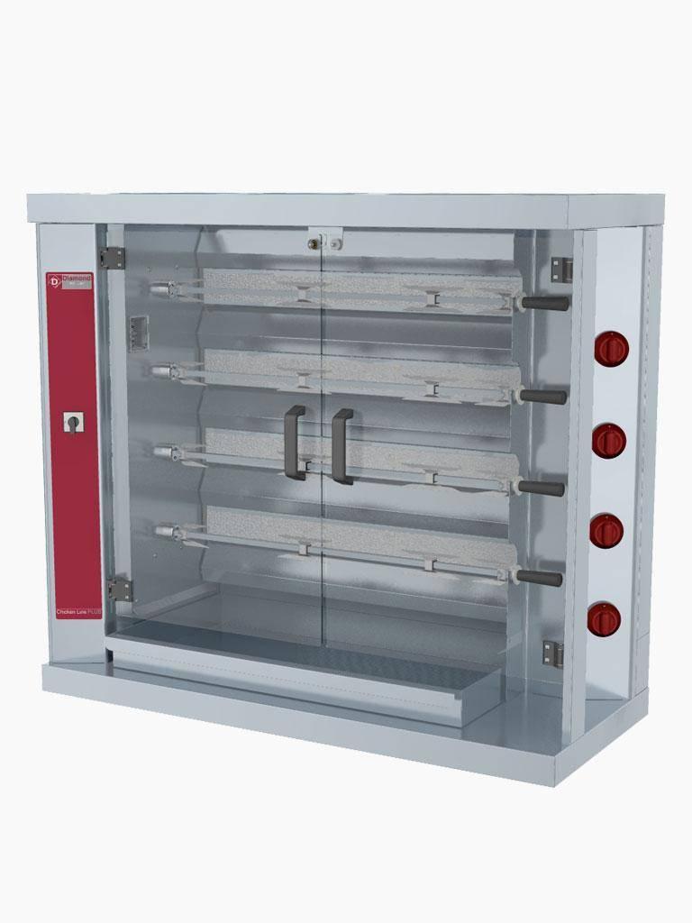 Grill poulet - Gaz - 4 broches - 20 poulets - H 107 x 120 x 50 CM - Diamant - RVG/4-MX