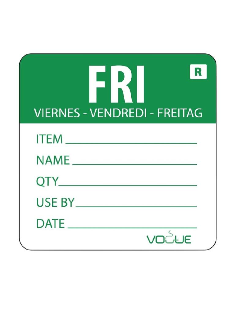 Etiquettes jour - Détachables - Friday - 500 pièces - H 4.9 x 6 CM - Vogue - L070