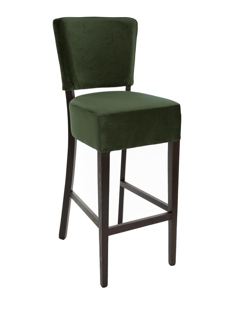 Tabouret de bar Horeca - Bruges - Velours - Avec dossier - Vert foncé - G-Line