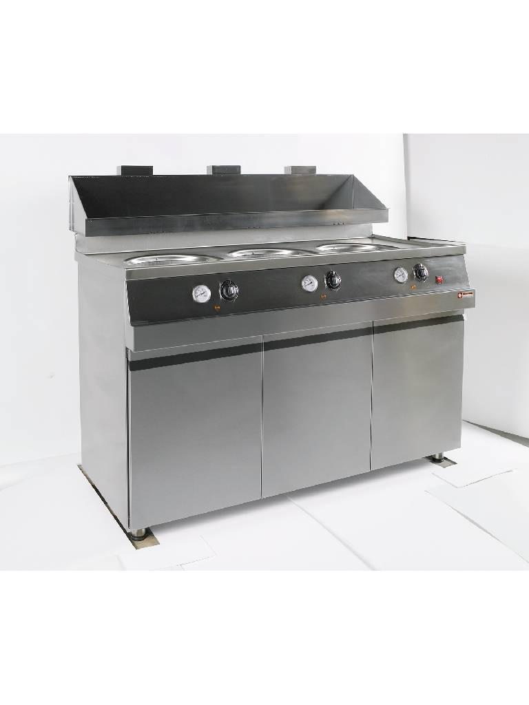 Friteuse à gaz - 2 x 13 Litres - Ronde - Robinet de vidange - Base - Diamant - MIKA/3-MC