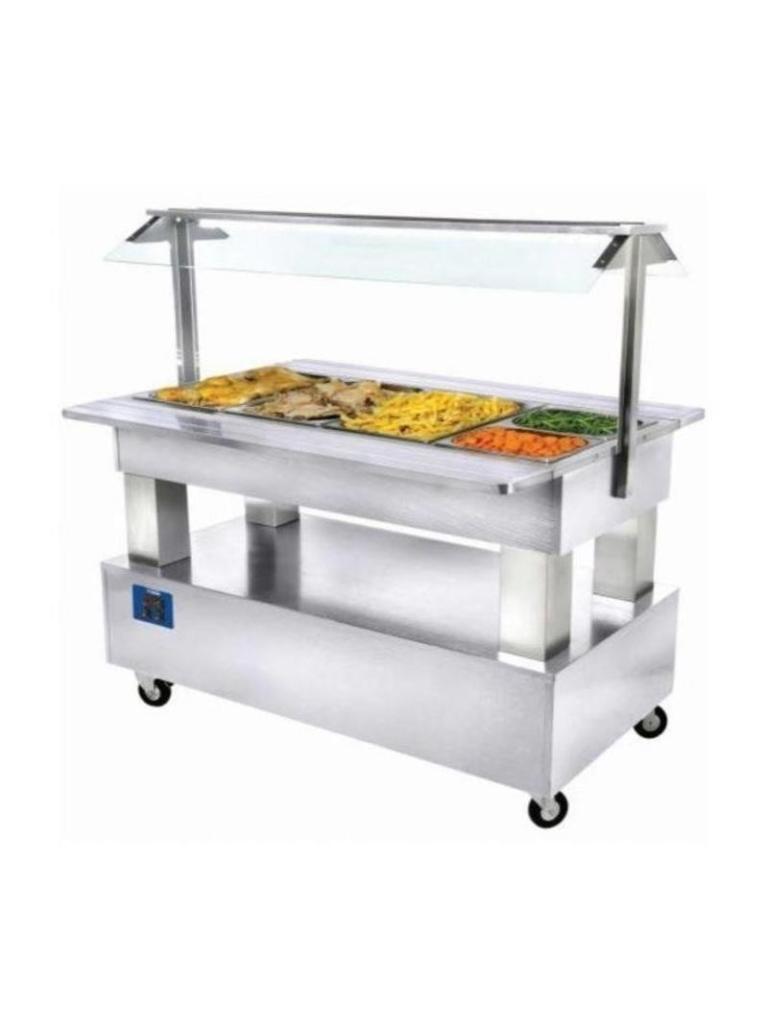 Buffet chaud - 4 x GN 1/1 - Bois blanc - H 137 x 144 x 66 CM - Diamant - BBM/4N-A1