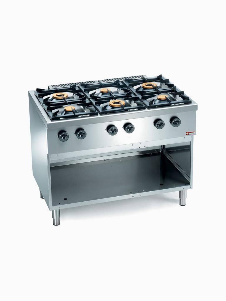 Cuisinière à gaz - 6 brûleurs - Fond ouvert - Diamant - C6GA11-SP