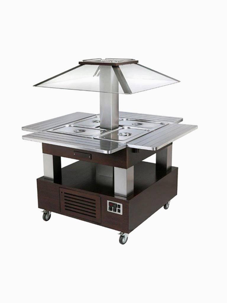 Buffet Réfrigéré - Îlot - 4 x GN 1/1 - Bois Wengé - H 154 x 143,5 x 104 CM - Diamant - CSB/4D-B1-R2