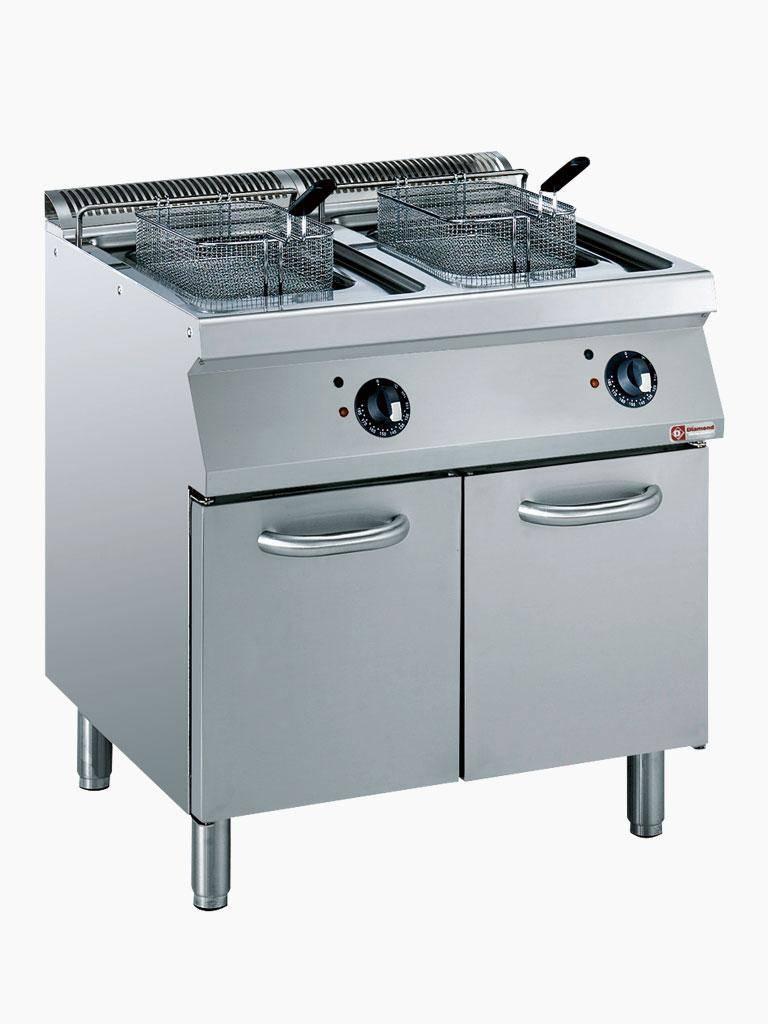 Friteuse - 2 x 15 Litres - Electrique - Cuve en Y - Robinet de vidange - Socle - Diamant - E17/F30A8-N