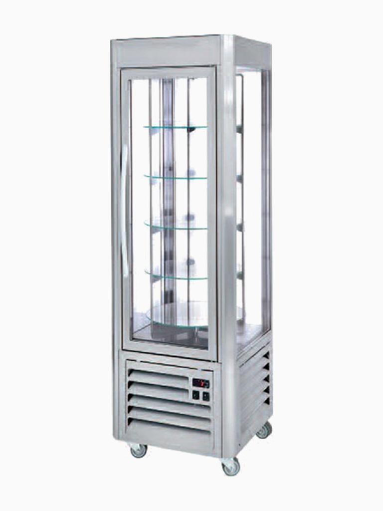 Vitrine Réfrigérée - 360 Litres - 4 Côtés Vitrés - 5 Plateaux Tournants - Acier Inoxydable - Diamant - SNE/RN-A1