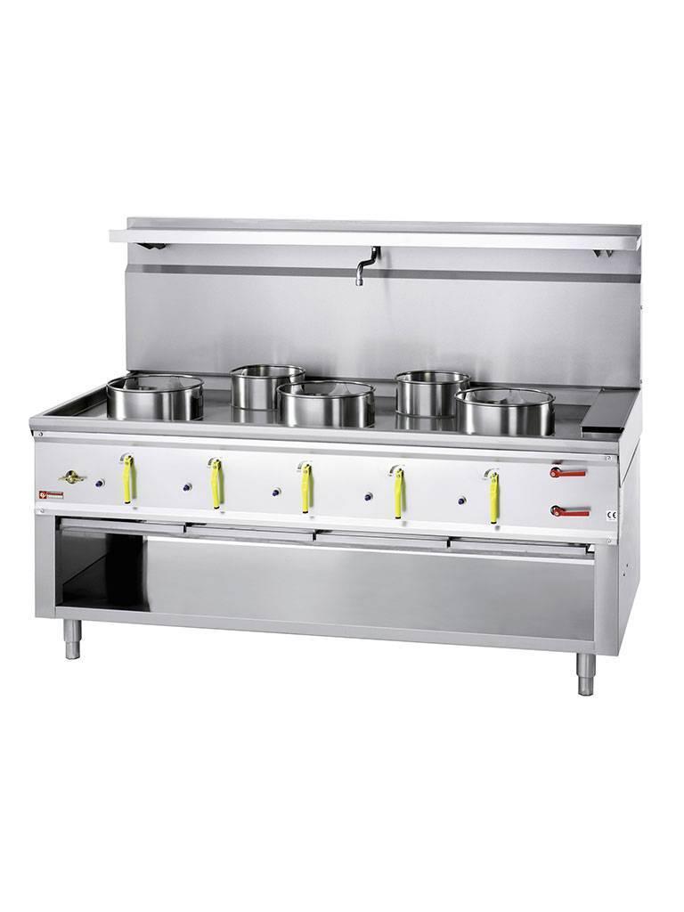 Réchaud gaz wok - 5 feux - Rideau d'eau - Diamant - CHINE/5L