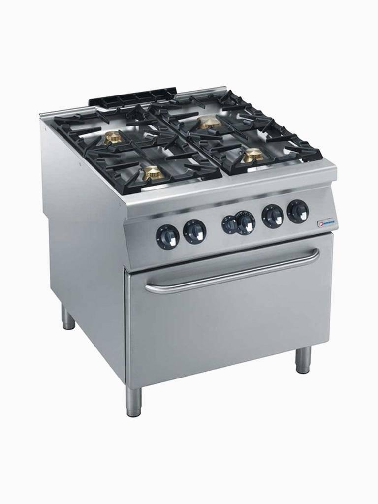 Cuisinière à gaz - Ligne 2200 - 4 Foyers - Four à gaz 2/1 GN - Diamant - G22/4BF8-N-