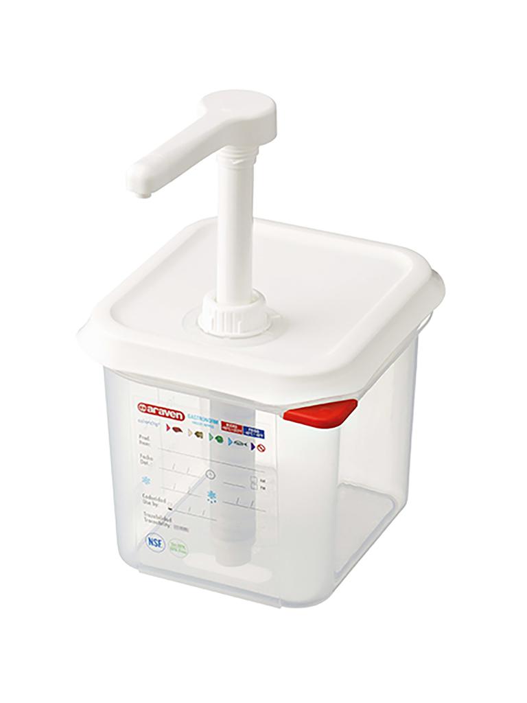 Bar à sauce - 1/6 GN - 2,6 Litre - H 19 x 17,6 x 16,2 CM - Polypropylène - Araven - 962152