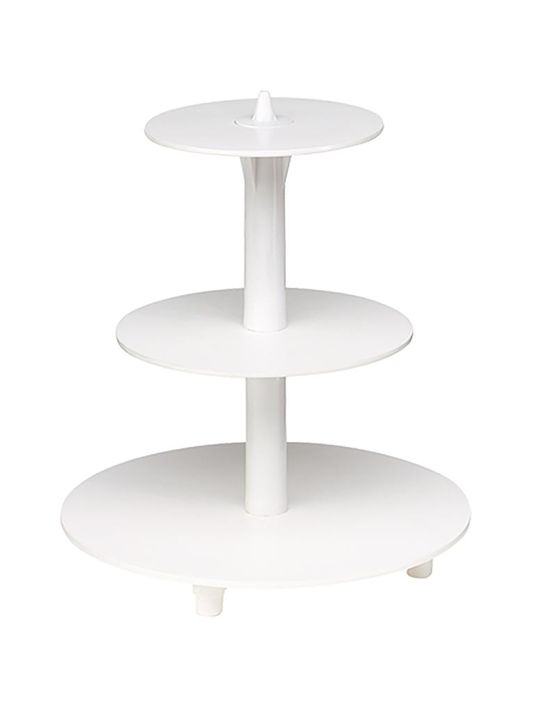 Présentoir à Gâteau Etages-3X - H 36 CM - 0.78 KG - Ø34 CM - Plastique - Blanc - 050030