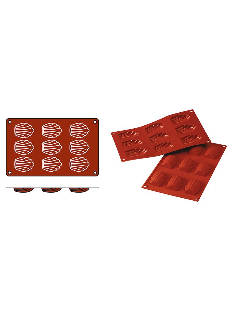 Tapis de cuisson Madeleine - 0,2 KG - Silicone - Rouge - 0,03 Litre - -60°C / +230°C - Silikomart - 070054
