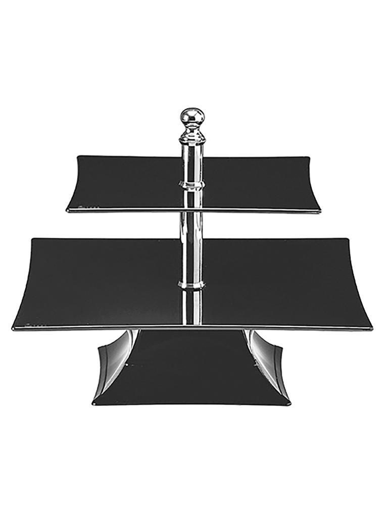 Présentoir à gâteaux Etages-2X - H 29 x 35 x 35 CM - 0,001 KG - Polycarbonate - Noir - 145302