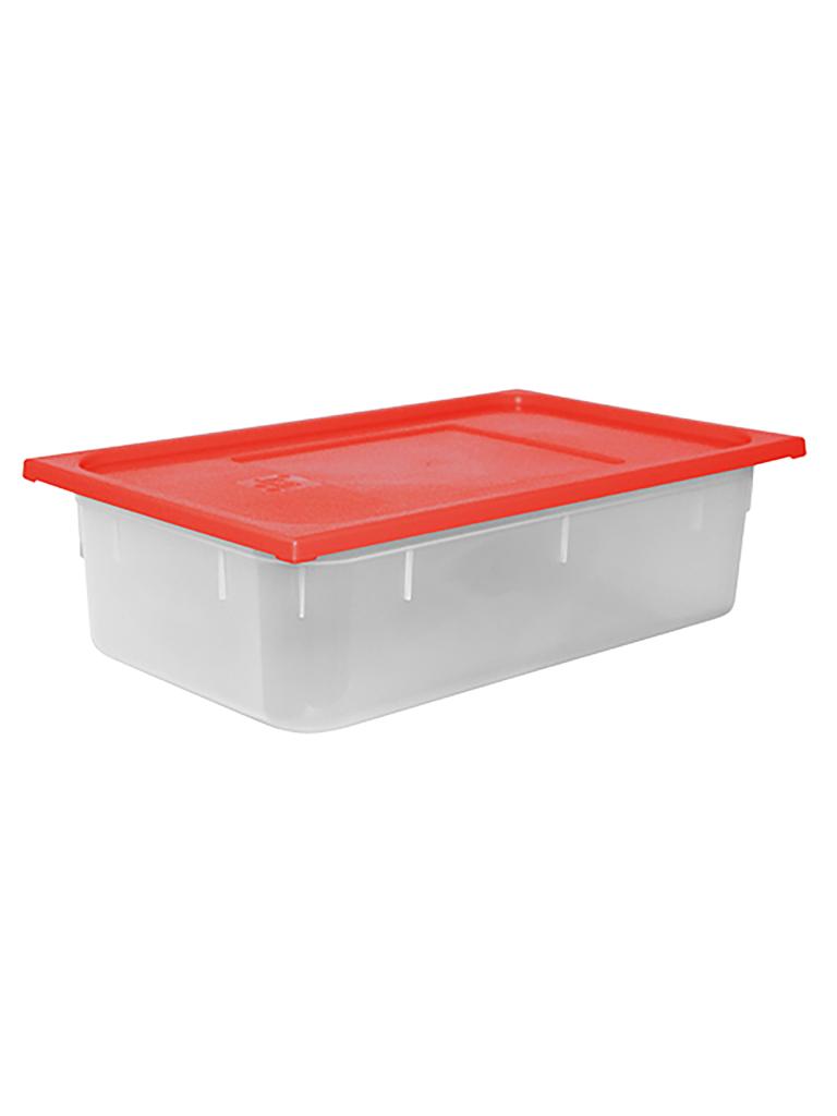 Boîte Alimentaire - 1/1 GN - 19.5 Litre - H 15 x 53 x 32.5 CM - Polypropylène - Rouge - -40°C / +70°C - Hermétique Verrouillable - Caterchef - 953838