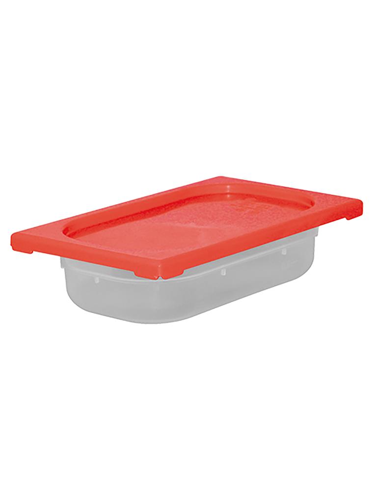 Boîte alimentaire - 1/4 GN - 1,7 Litre - H 6,5 x 26,5 x 16,2 CM - Polypropylène - Rouge - -40°C / +70°C - Hermétique Verrouillable - Caterchef - 953866