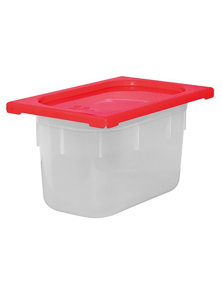 Boîte Alimentaire - 1/4 GN - 3.7 Litre - H 15 x 26.5 x 16.2 CM - Polypropylène - Rouge - -40°C / +70°C - Hermétique Verrouillable - Caterchef - 953868
