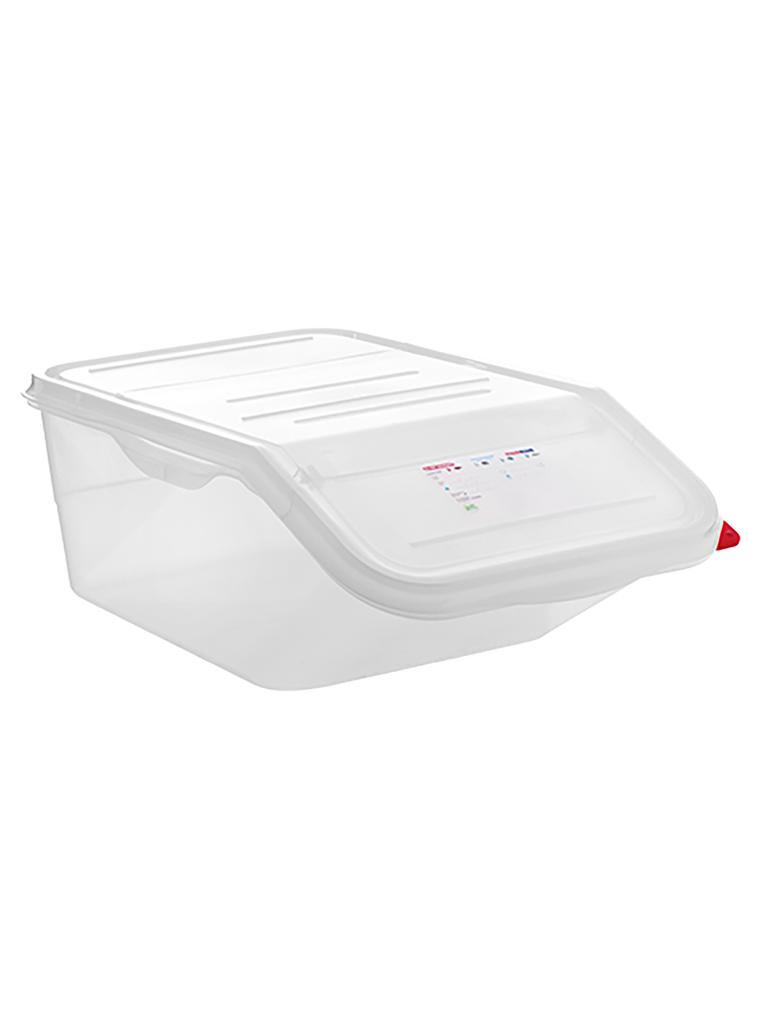 Conteneur alimentaire - H 20 x 34 x 56.5 CM - 1.457 KG - Polypropylène - Transparent - 22.65 Litre - -40°C / +90°C - Couvercle à charnière - Araven - 962072