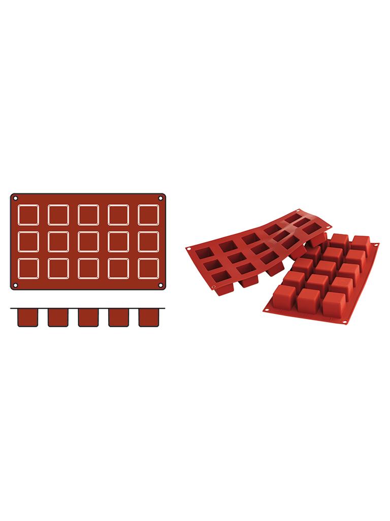 Tapis de cuisson Cubes-Mini - 0,29 KG - Silicone - Rouge - 0,042 Litre - -60°C / +230°C - Silikomart - 070078