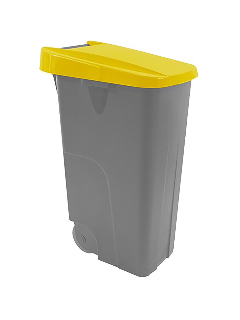 Poubelle - H 88 x 42 x 57 CM - 4,1 KG - Polypropylène - Jaune - 110 Litres - Denox - 600092