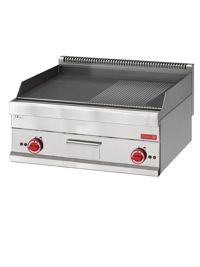 Plancha - Ligne 650 - Electrique - Lisse/Striée - H 28 x 70 x 65 CM - 9 kW - 400 V - Inox - Gastro M - GN061