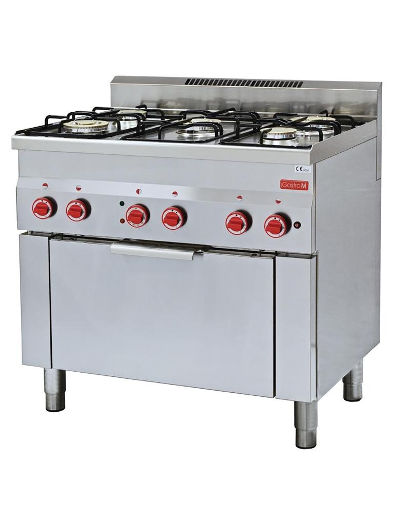 Cuisinière à gaz - Ligne 600 - 5 feux - Four à convection - H 85 x 90 x 60 CM - 220-240 V - Inox - Gastro M - GN014