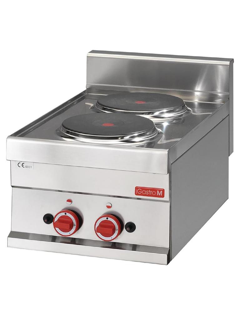 Cuisinière - Ligne 600 - 2 feux - Electrique - H 28 x 30 x 60 CM - 3000 W - 400 V - Inox - Gastro M - GN017