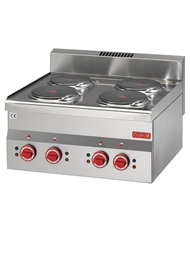 Cuisinière - Ligne 600 - 4 feux - Electrique - H 28 x 60 x 60 CM - 6000 W - 400 V - Inox - Gastro M - GN018