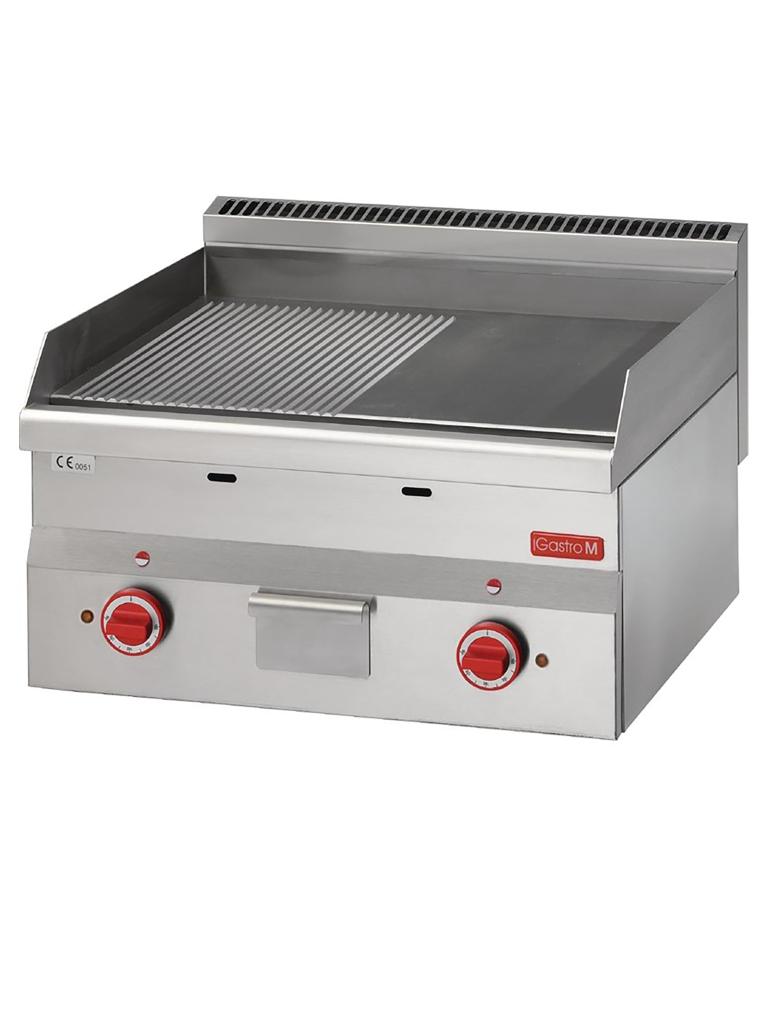 Plancha - Ligne 600 - Gaz - Lisse/Striée - H 28 x 60 x 60 CM - 6 kW - 400 V - Inox - Gastro M - GN027