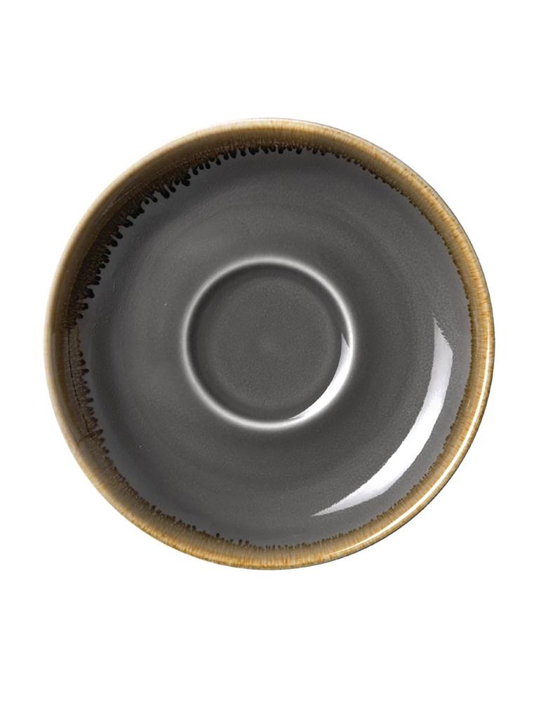 Tasse à cappuccino soucoupe - 6 pièces - Gris - Ø 16 x H 2,5 CM - Porcelaine - Olympia - HC393