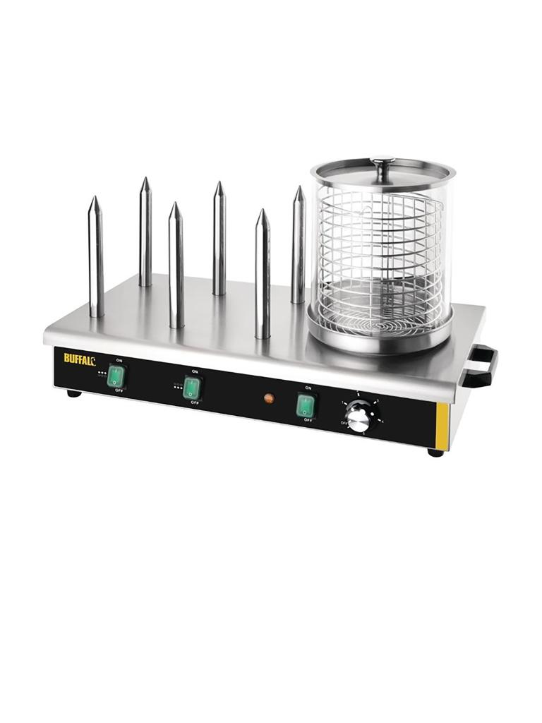 Chauffe-saucisses - 6 broches chauffantes - H 37 x 67 x 34 CM - 220-240 V - Inox - Buffle - DA567
