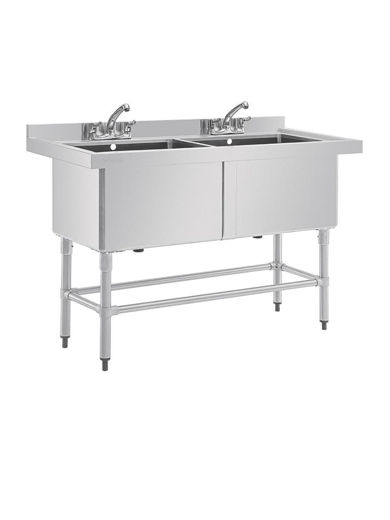 Evier - Double - 2 x 100 Litres - H 90 x 141 x 60 CM - Inox - Vogue - CF406