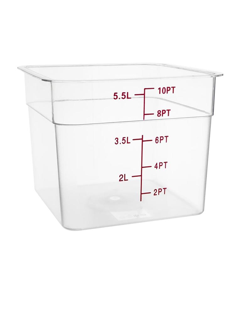 Boîte alimentaire - 5,5 Litre - Transparent - H 17,6 x 21,8 x 21,8 CM - Polycarbonate - Hygiplas - CF022