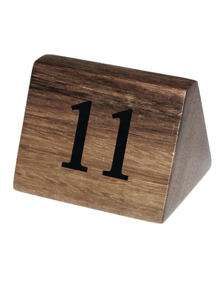 Numéros de table - 11-20 - H 5,5 x 3,5 x 3,5 CM - Bois d'acacia - Olympia - CL393