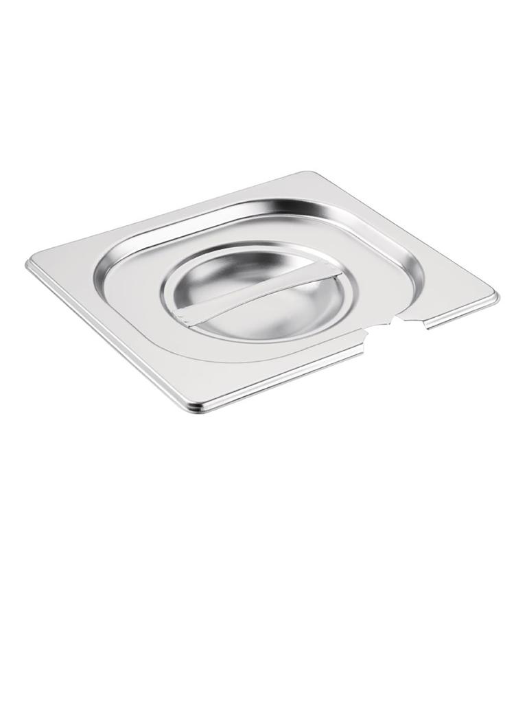 Couvercle bac gastronorme - Encoche cuillère - 1/6 GN - H 3 x 17,6 CM - Inox - Vogue - CB175