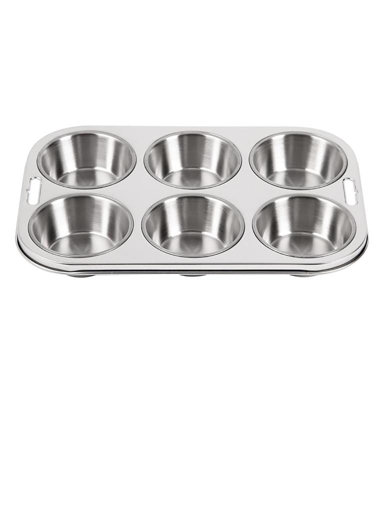 Moule à pâtisserie - 6 muffins - Ø 7 x H 3 x 27 x 18,5 x 19 CM - inox - Vogue - E714