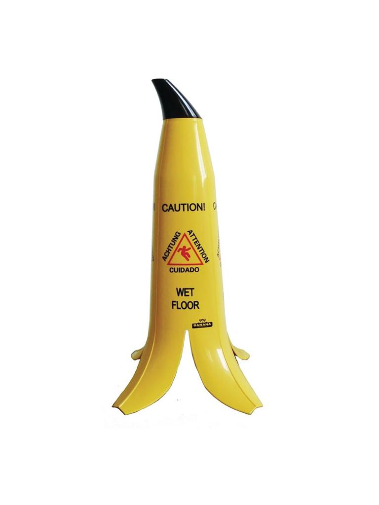 Avertissement banane - Attention sol mouillé - Jaune - H 60 x 29,2 x 29,2 CM - Polypropylène - GK976