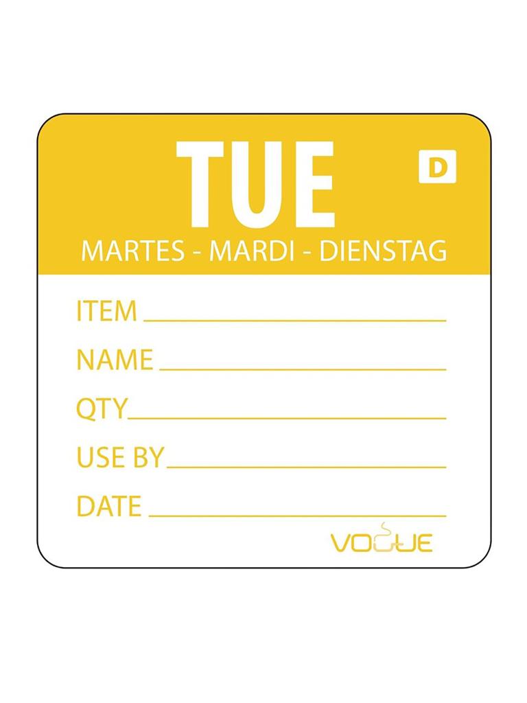Etiquettes alimentaires - Mardi - Soluble - 250 pièces - H 4,9 x 6 CM - Vogue - GH352